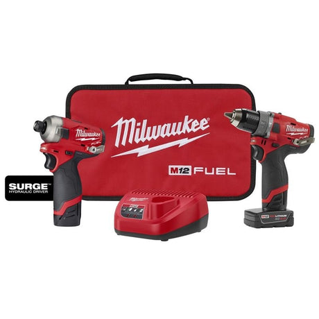 2582 - 22 M12 FUEL 12 Volt Lithium - Ion Brushless Cordless Hammer Drill and SURGE Hydraulic Impact Driver Combo Kit - 2 Tool - Mississauga Hardware Centre IncMilwaukee2582-22
