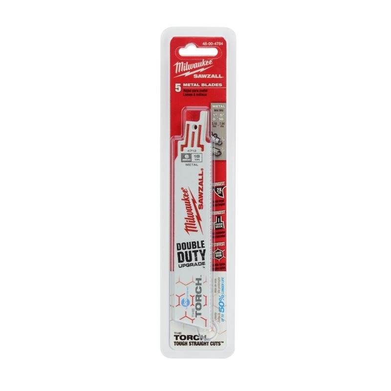 48 - 00 - 4784 6 in. 18 TPI THE TORCH Ice Hardened SAWZALL Blades - 5 Pack - Mississauga Hardware Centre IncMilwaukee48-00-4784