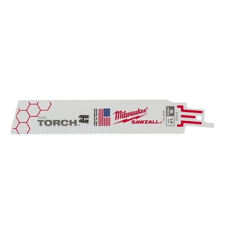 48 - 00 - 5782 6 in. 14 TPI THE TORCH SAWZALL Blades - 5 Pack - Mississauga Hardware Centre IncMilwaukee48-00-5782