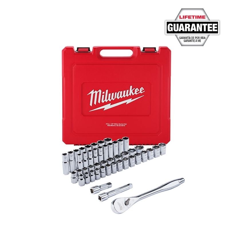 48 - 22 - 9010 47 pc. 1/2 in. Socket Wrench Set (SAE Metric) - Mississauga Hardware Centre IncMilwaukee48-22-9010