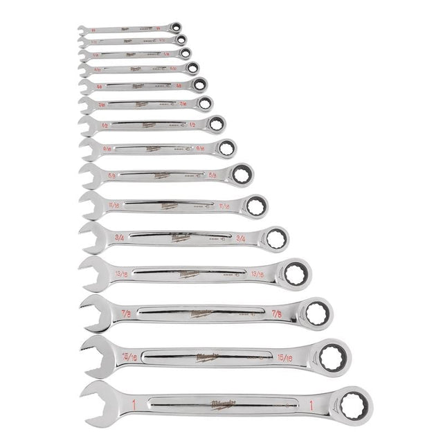 48 - 22 - 9416 Ratcheting Combination Wrench Set - SAE - 15 Piece - Mississauga Hardware Centre IncMilwaukee48-22-9416