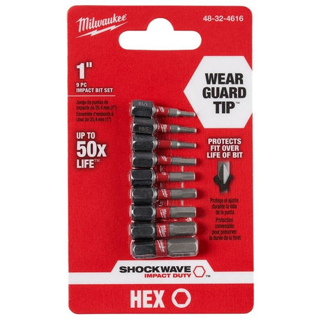 48 - 32 - 4616 SHOCKWAVE 9 - Piece Impact Hex Insert Bit Set - Mississauga Hardware Centre Inc