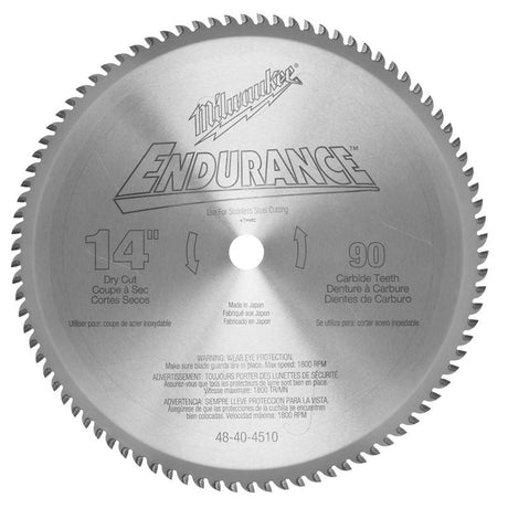48 - 40 - 4510 14 in. 90 Tooth Dry Cut Carbide Tipped Circular Saw Blade - Mississauga Hardware Centre IncMilwaukee48-40-4510