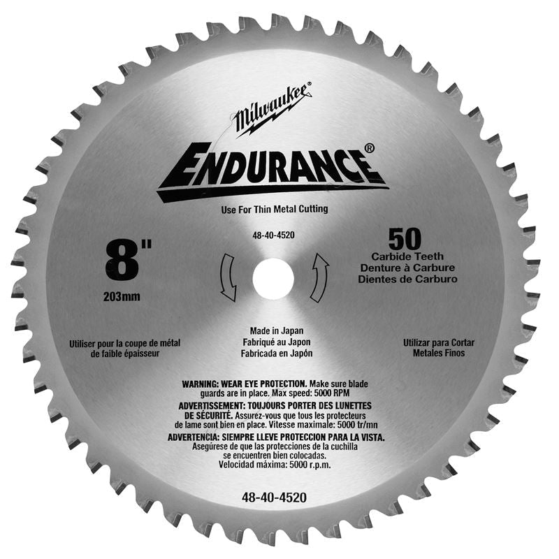 48 - 40 - 4520 8 in. 50 Teeth Dry Cut Cermet Tipped Circular Saw Blade - Mississauga Hardware Centre IncMilwaukee48-40-4520