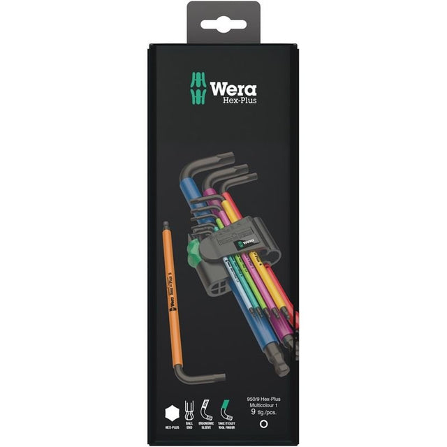 950/9 Hex - Plus Multicolour 1 SB Multicolour L - key set, metric, BlackLaser - Mississauga Hardware Centre IncWERA TOOLS05073593001