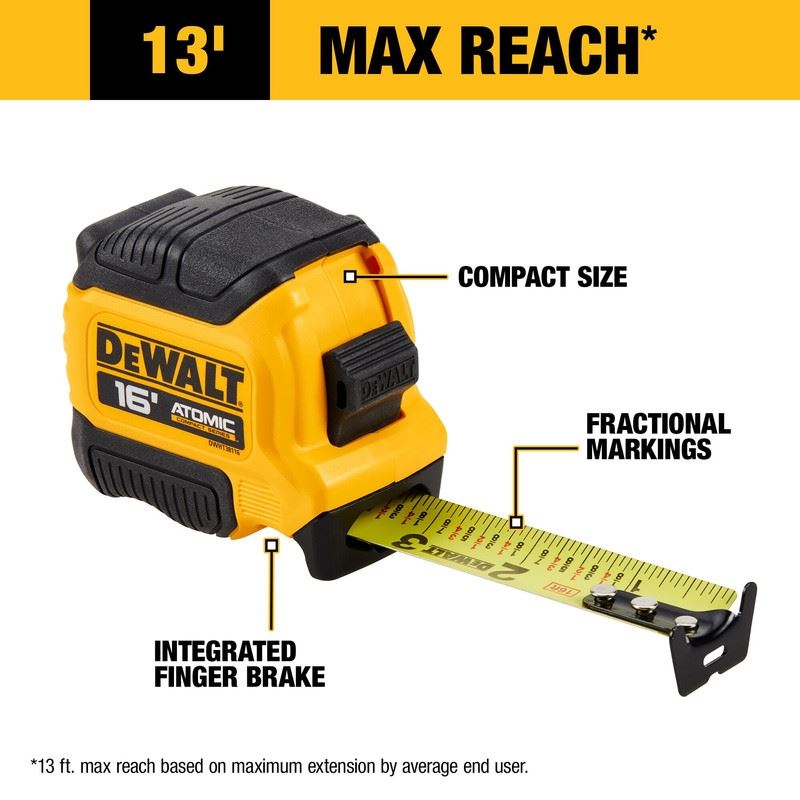 DEWALT DWHT38116S 16ft Tape Measure - Atomic Compact Series