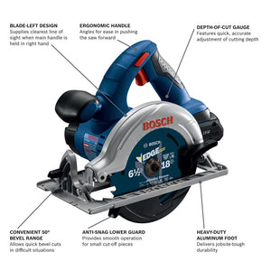 Bosch GXL18V-501B25 18V 5 Tool Combo Kit with Two In One Bit/Socket Impact Driver, 1/2 In. Hammer Drill/Driver, Reciprocating Saw, Circular Saw, LED Worklight and (2) CORE18V 4.0 Ah Compact Batteries