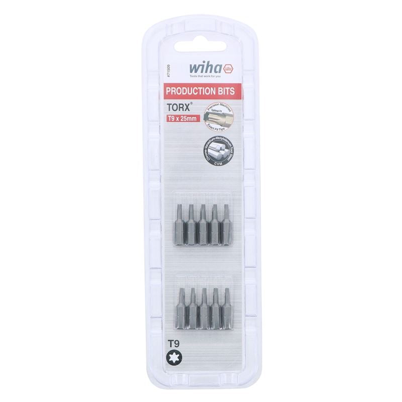 Wiha Torx Insert Bit T9 x 25mm Pack of 10 Bits
