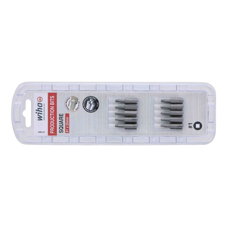 Wiha Square Insert Bit #1 x 25mm Pack of 10 Bits