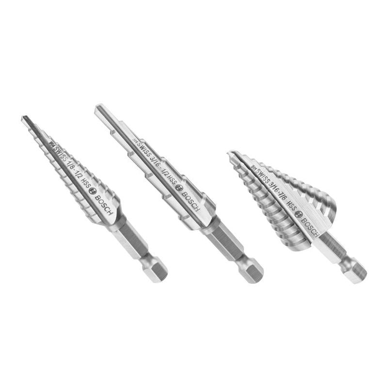 Bosch IMSDC003 3 pc. High-Speed Steel Impact Tough Turbo Step Drill Bit Set