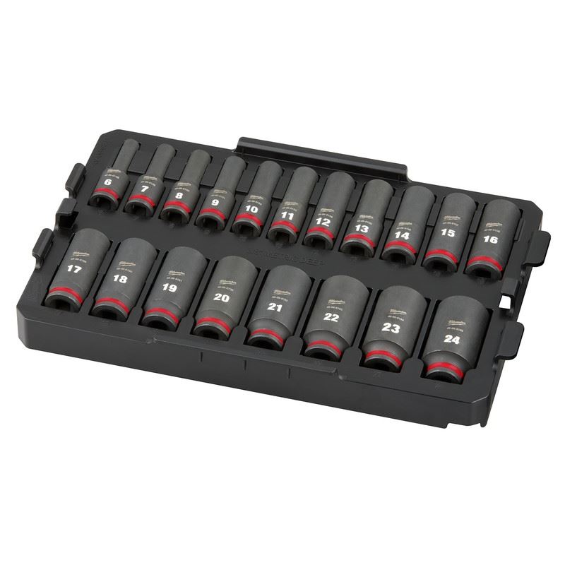 Milwaukee 49-66-6816 SHOCKWAVE Impact Duty Socket 3/8in Dr 19PC MM TRAY Set