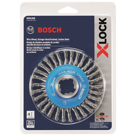 Bosch WBX408 4-1/2 In. Wheel Dia. X-LOCK Arbor Carbon Steel Stringer Bead Knotted Wire Wheel
