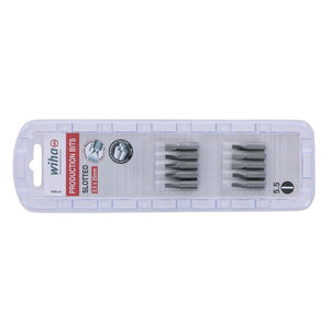 Wiha Slotted Insert Bit 5.5 x 25mm Pack of 10 Bits