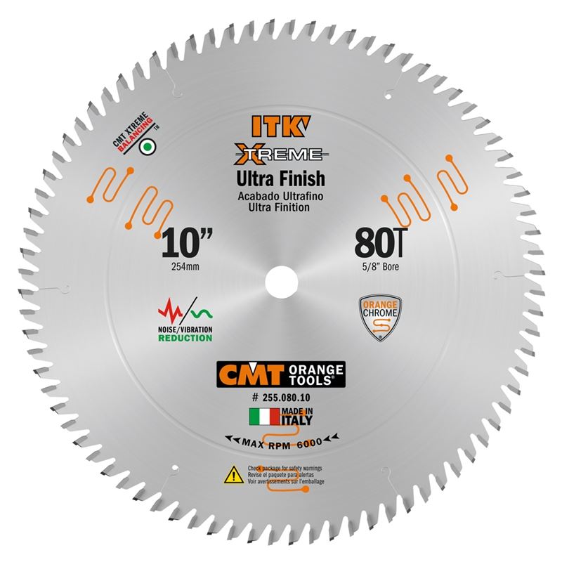 CMT 255.080.10 10 in Ultra Finsh Saw Blade - 80T