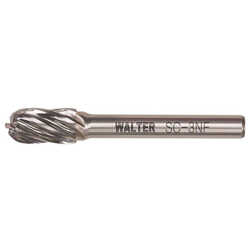 WALTER 01V061 CARBIDE BURR 1/4in Shank Aluminum  Soft Metals SC-3 NF