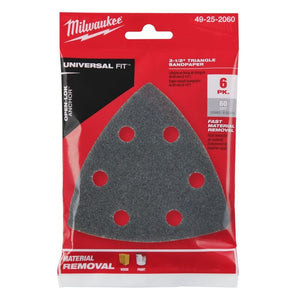Milwaukee 49-25-2060 3-1/2 in 60 Grit Triangle Sandpaper 6 Pk