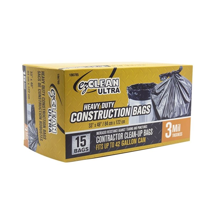 15pc Garbage Bag 33in x48in (3 mil) Black