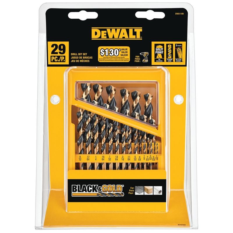 DEWALT DWA1189 29pc Black and Gold Drill Bit Set