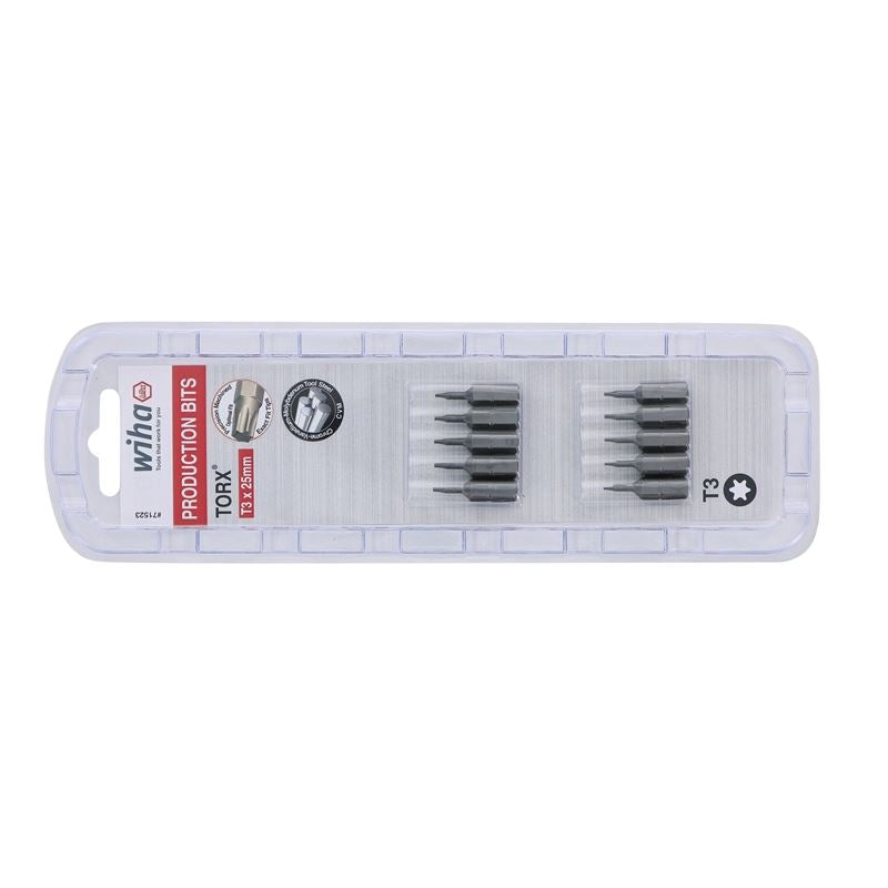 Wiha Torx Insert Bit T3 x 25mm Pack of 10 Bits
