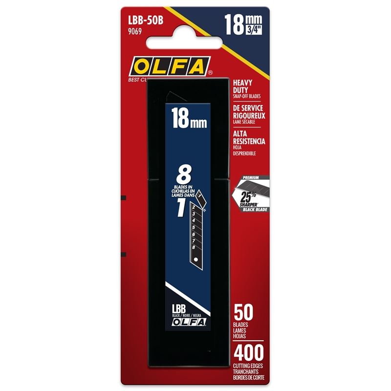 OLFA LBB-50B 18mm Black Snap Blades, 50pk