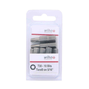 Wiha Torx Insert Bit 5/16 Drive T30 x 35mm Pack of 10 Bits