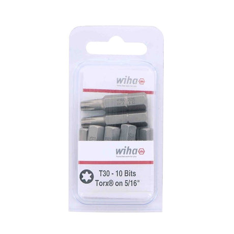 Wiha Torx Insert Bit 5/16 Drive T30 x 35mm Pack of 10 Bits