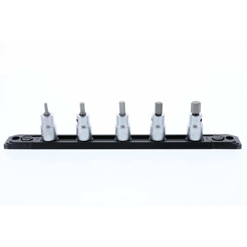 Wiha Hex Inch Bit Socket 3/8in Square Drive 5 Piece Set