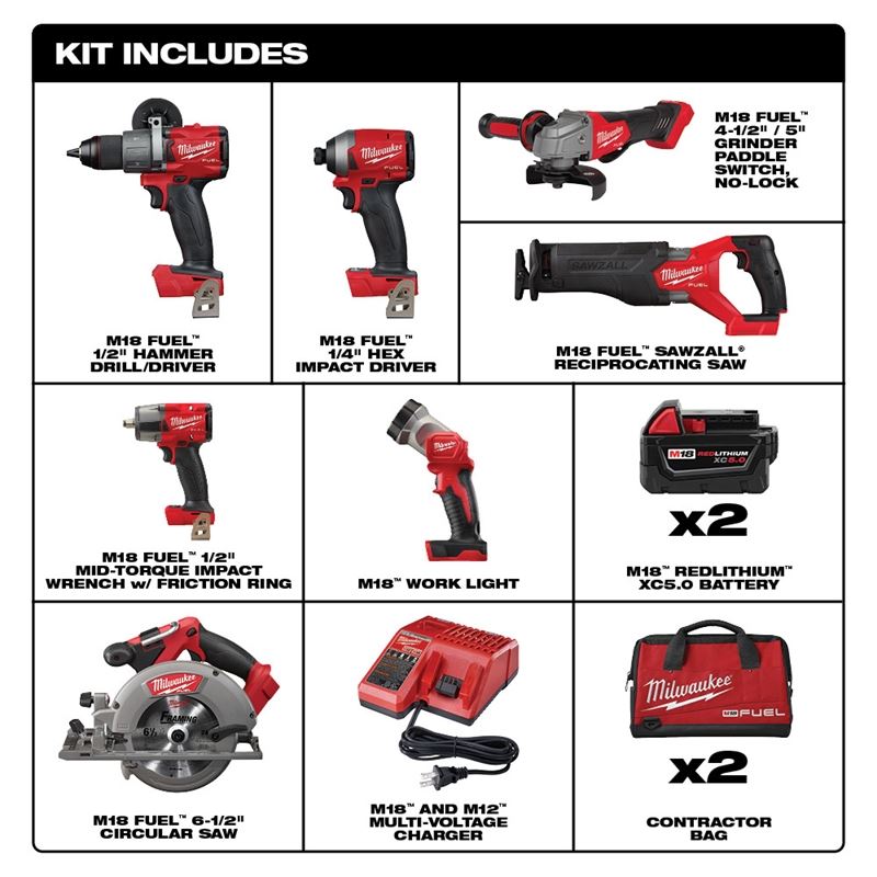 Milwaukee 2998-27 M18 FUEL 7 Tool Combo Kit