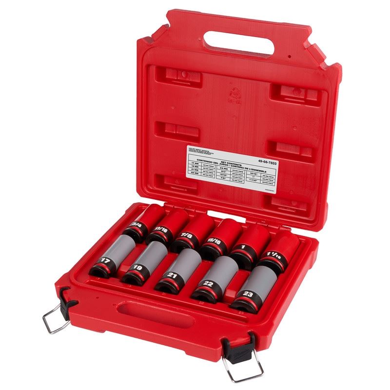 Milwaukee 49-66-7833 SHOCKWAVE Impact Duty 1/2 Drive SAE and Metric 11PC Lug Nut Wheel Socket Set