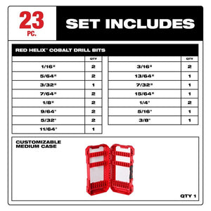 Milwaukee 48-89-2338 RED HELIX Cobalt Drill Bit Set - 23PC