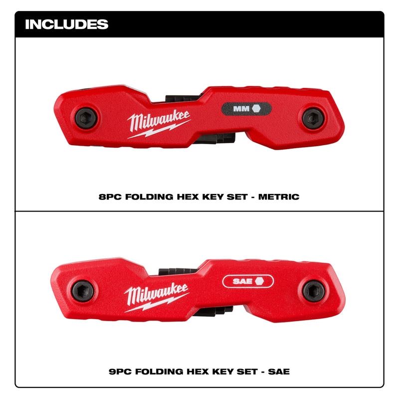 Milwaukee 48-22-2183 17 - Key Folding Hex Key Sets - SAE/Metric
