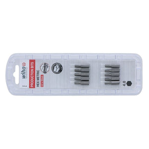 Wiha Hex Metric Insert Bit 4.0 x 25mm Pack of 10 Bits