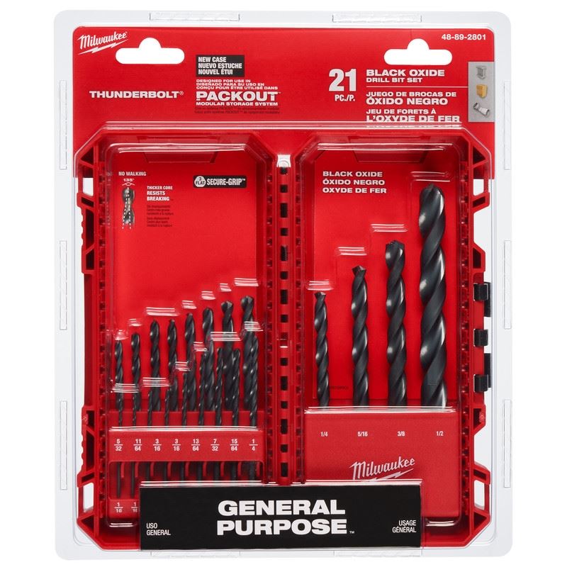 Milwaukee 48-89-2801 THUNDERBOLT Black Oxide Drill Bit Set - 21PC