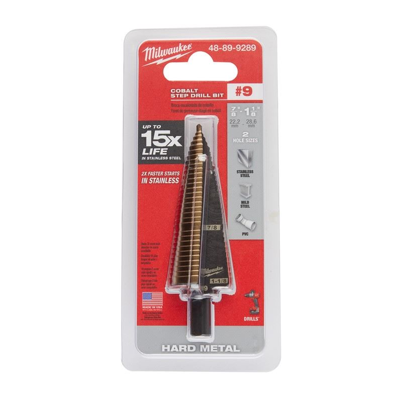 Milwaukee 48-89-9289 No.9 (7/8 - 1-1/8 in) Cobalt Step Drill Bit