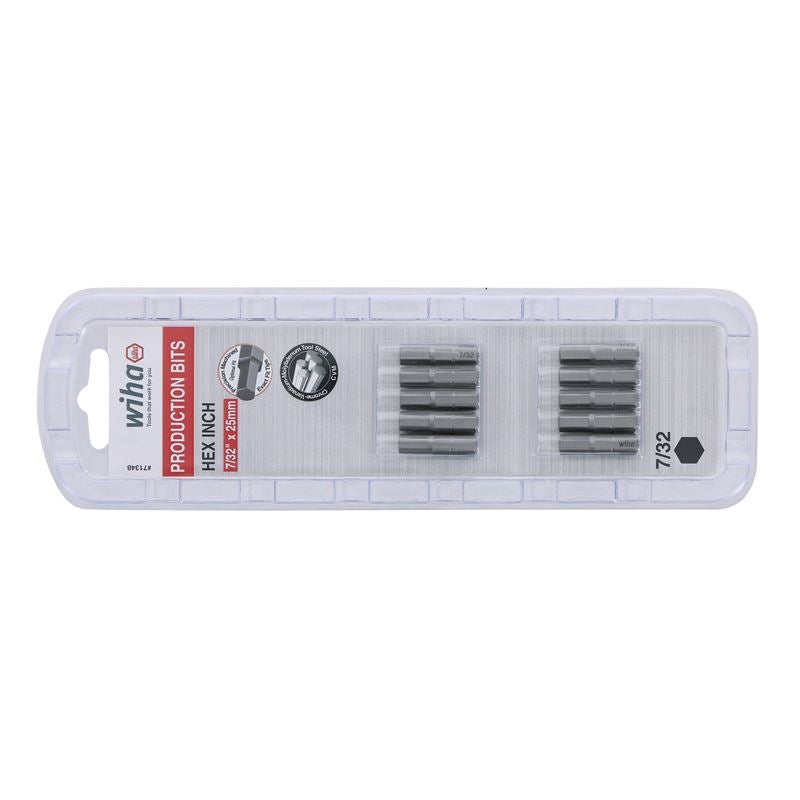 Wiha Hex Inch Insert Bit 7/32 x 25mm Pack of 10 Bits