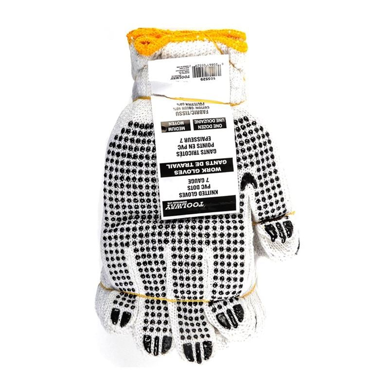 Toolway GLOVES KNITTED PVC DOTS Medium