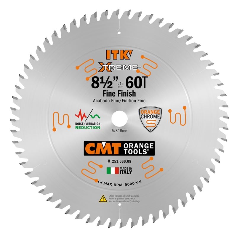 CMT 253.060.08 8-1/2 in Sliding Fine Finsh Saw Blade - 60T