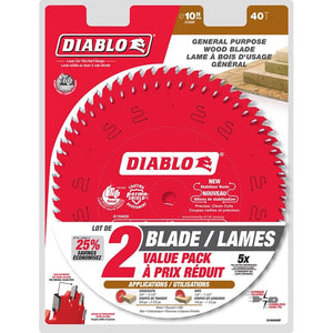 Diablo D104040VP 10in x 40T General Purpose Blade (2-Pack)