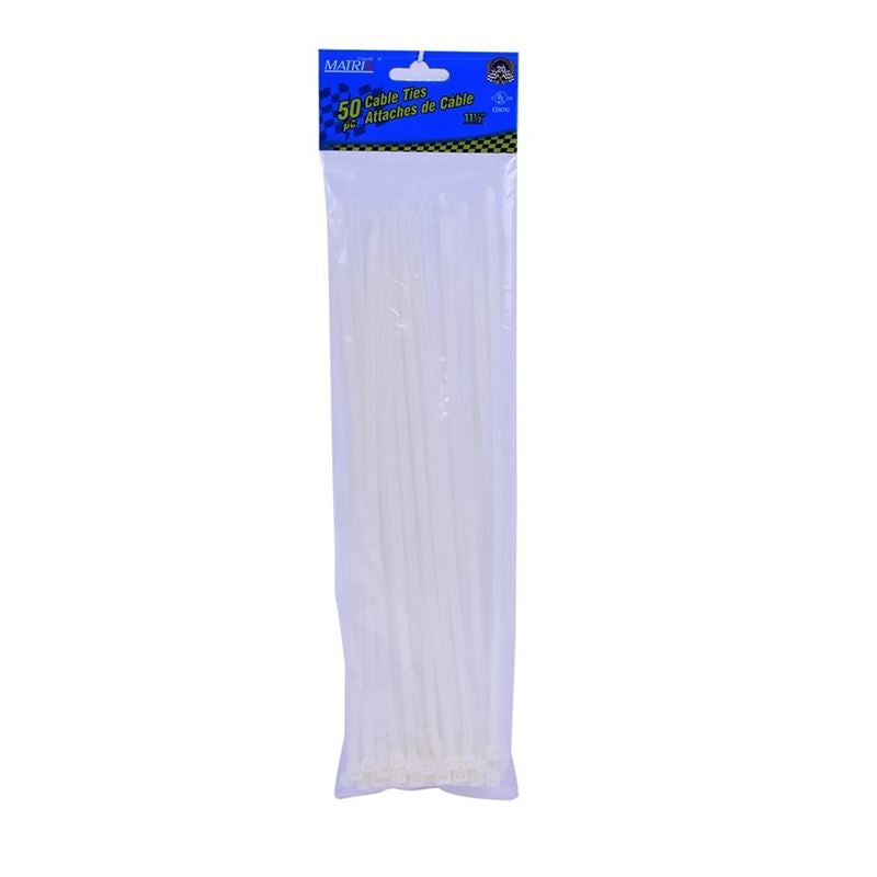 LightWay 50pc 11 1/2 in. Cable Ties (White)