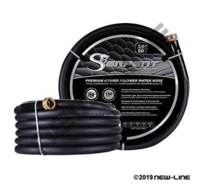 Serpent 5/8 Black GARDEN HOSE 150 PSI with Fittings