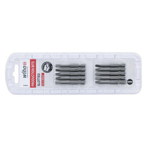 Wiha Slotted Power Bit 5.5 x 50mm Pack of 10 Bits