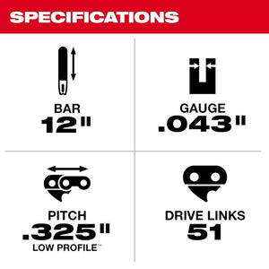 Milwaukee 49-16-2743 12in Top Handle Chainsaw Guide Bar
