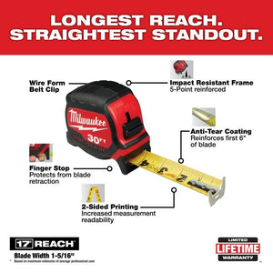 Milwaukee 48-22-0230 30FT Wide Blade Tape Measure