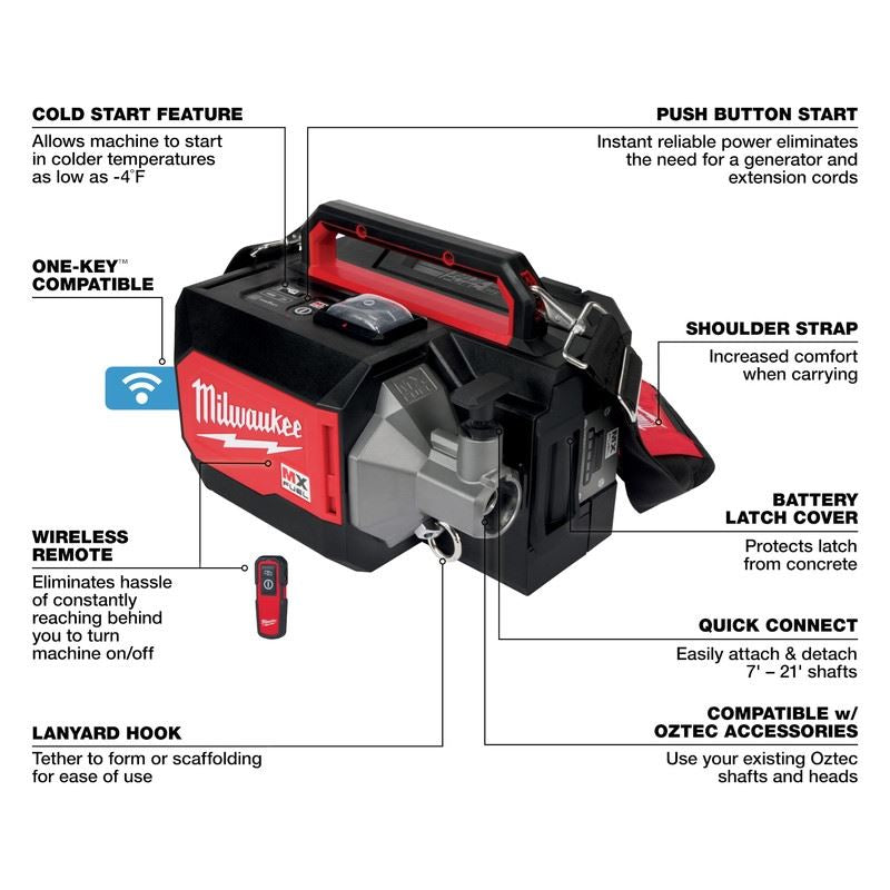 Milwaukee MXF370-2XC Concrete Vibrator Kit