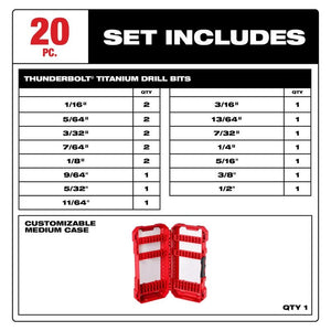 Milwaukee 48-89-1105 THUNDERBOLT Titanium Drill Bit Set - 20PC