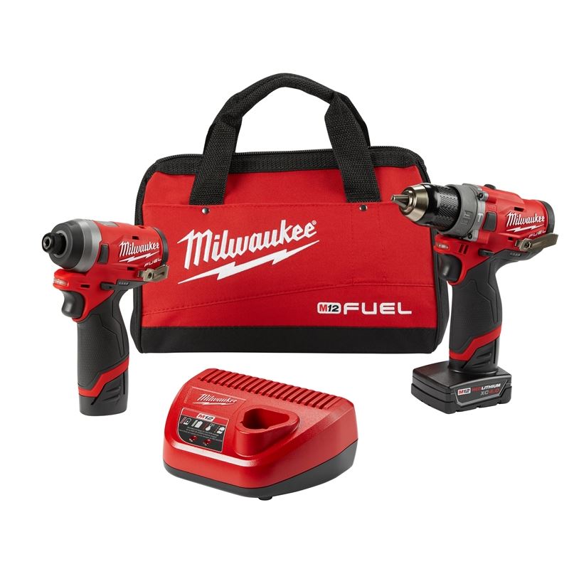 Milwaukee 2598-22 M12 FUEL 2-Tool Combo Kit: 1/2" Hammer Drill and 1/4" Hex Impact Driver