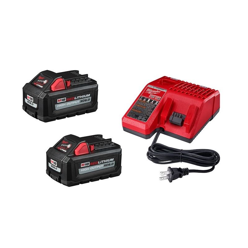 Milwaukee 48-59-1862SC M18 High Output Starter Kit with (2) 6.0 Ah Battery Packs and Charger