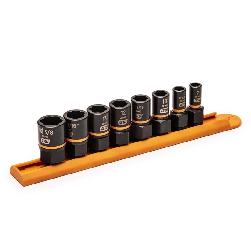 GEARWRENCH 84782 8 Pc. 1/4 in and 3/8 in Drive Bolt Biter Impact Extraction Socket Set