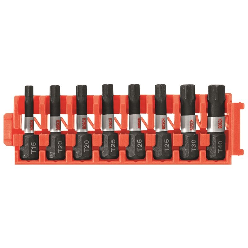Bosch | CCSTV108 8 pc. Impact Tough Torx 1 In. Insert Bits with Clip for Custom Case System
