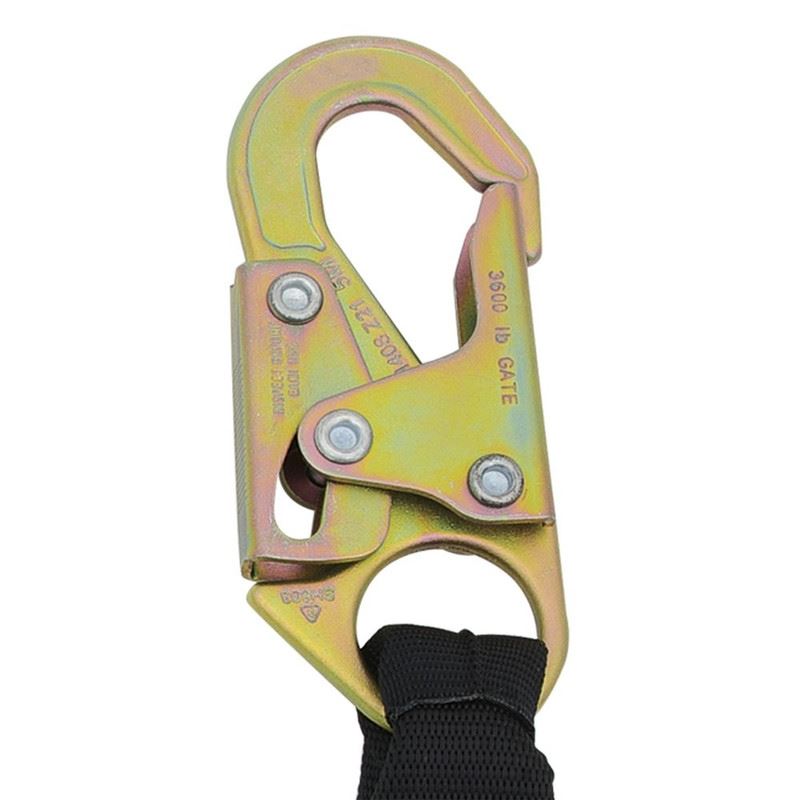 PEAKWORKS V8104606 6 FT Shock Absorbing Lanyard (110 to 220 Lb Capacity) Single Leg w/ Snap Hooks